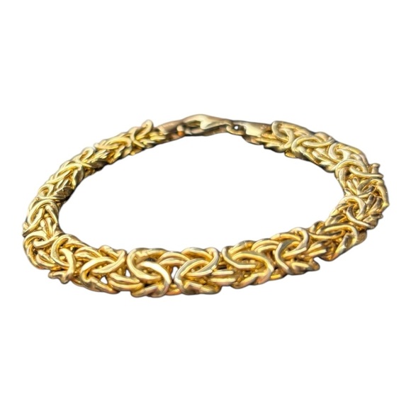 Vintage Veronese Gold Plated 925 Italy Sterling Silver Byzantine Bracelet 7.25” - Picture 5 of 8